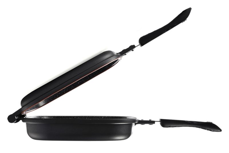 36cm Detachable Double Grill Pan LARGE BLACK MARBLE by FOOD APPEAL